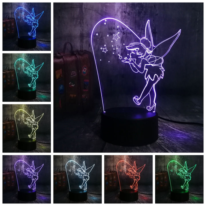 Remote control beautiful queen elsa 3d visual led lamp décor