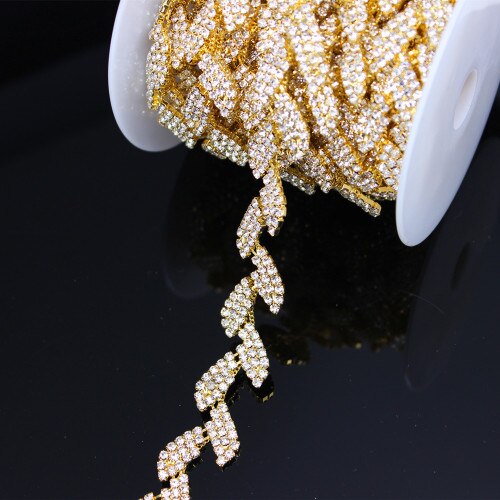 1 Yard Handmade Silver Sewing Tassel Fringe DIY Sew on Trimming Bridal Crystal Clear Rhinestone Patch Appliques for Bridal Dress