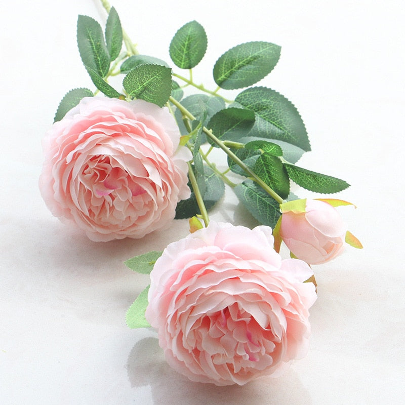 Beautiful rose peony artificial silk flowers small bud wedding bouquet décor