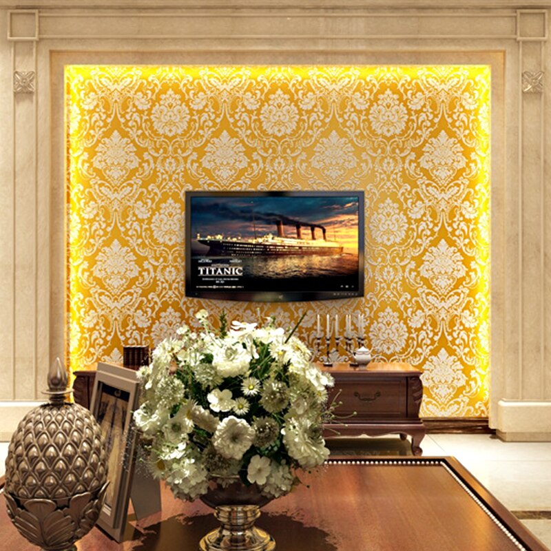 Golden 3D Embossed Wallpaper for Home Roll Luxury Classic Silver Floral Living Room Wall Paper Bedroom TV Background Decor