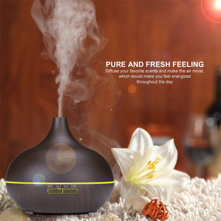 550ml essential aromatherapy oil diffuser wood grain humidifier ultrasonic with remote control