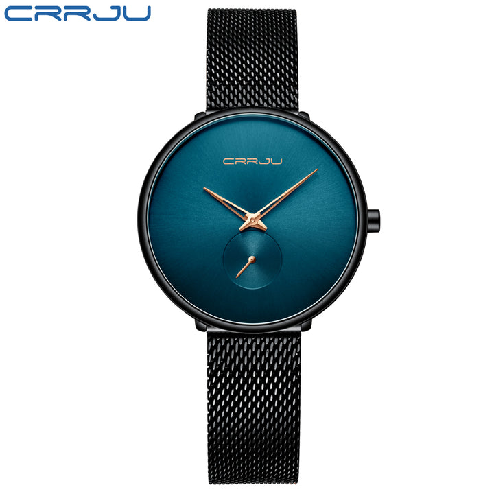 Mesh gold band quartz womens watches