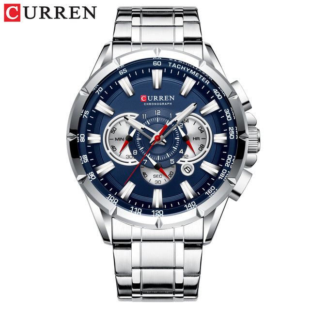 Mens-waterproof chronograph military stainless steel top brand luxury sport-watches