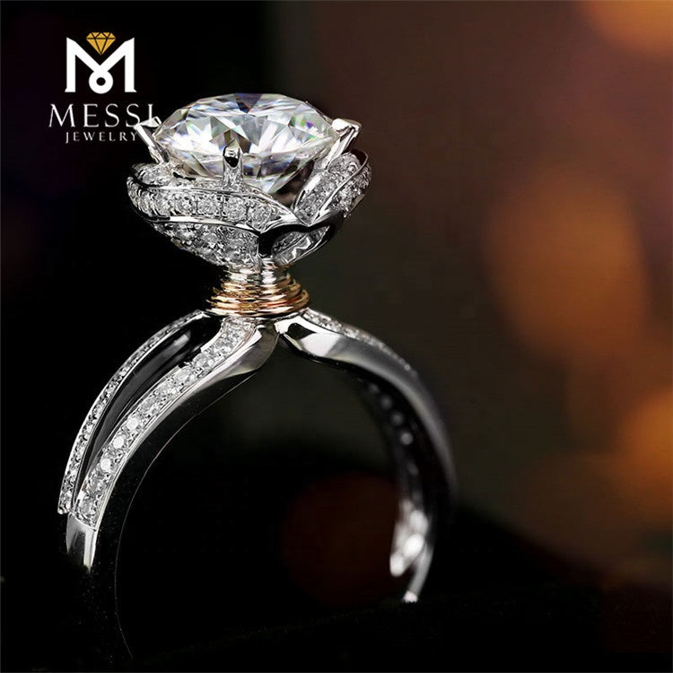 Messi Jewelry Wedding Ring 14K Gold Rings China 2ct Main Stone 4 Prong Setting Moissanite Ring Jewelry for Women