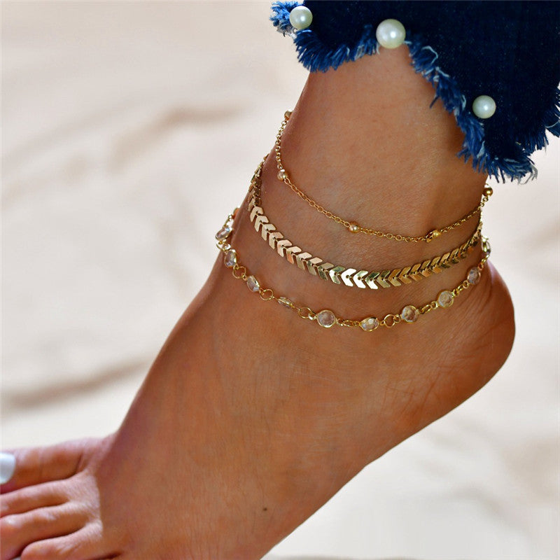 Wholesale Chain Anklet on the Leg Foot Bracelet Women Simple Slim Adjustable Wire Ankle Summer Beach Jewellery