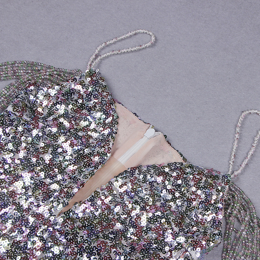 d8240 2021sexy cocktail dress with corsage and sequins for women