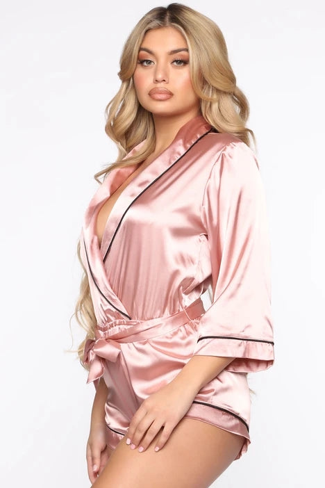 Custom silk satin short pajama womens sleepwear plus size lingerie rompers