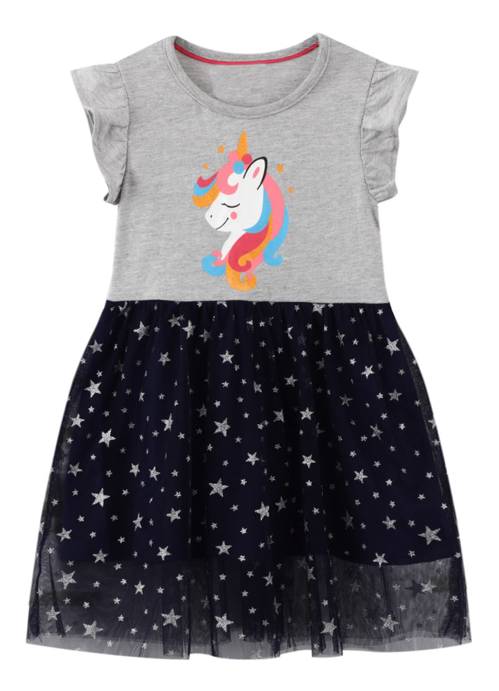 Baby Girl Dress With Animal Applique Vestidos Striped Cotton Kids Unicorn Party Dresses for Girls Clothes Casual Dress 2-7y