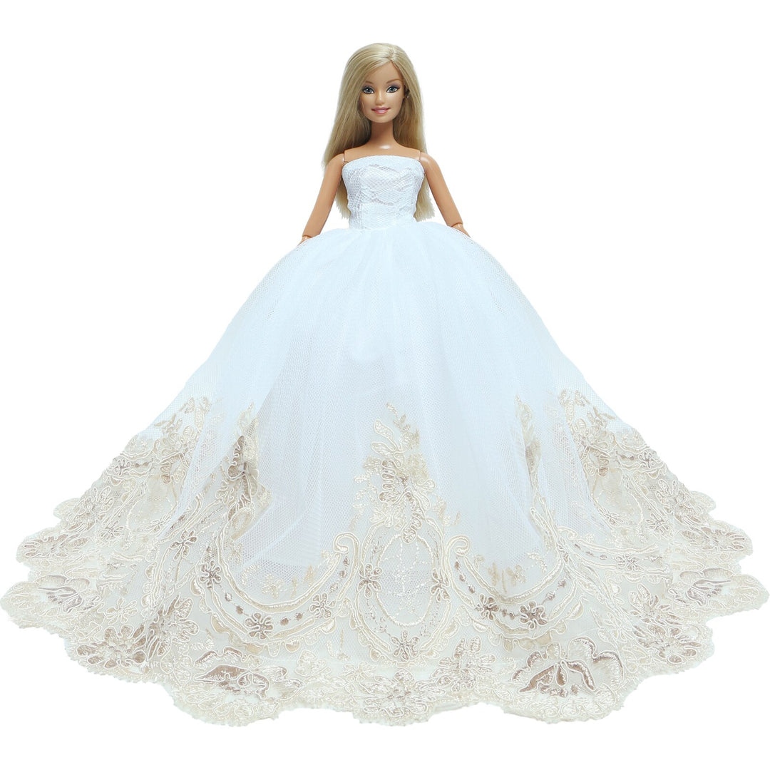 Handmade Wedding Doll Dress Princess Evening Party Ball Long Gown Skirt Bridal Veil Clothes for Barbie Doll Accessories DIY Toy