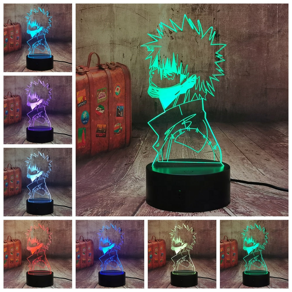 Anime mange led lamp for boy dabi my academy of heroes deku lava 3d