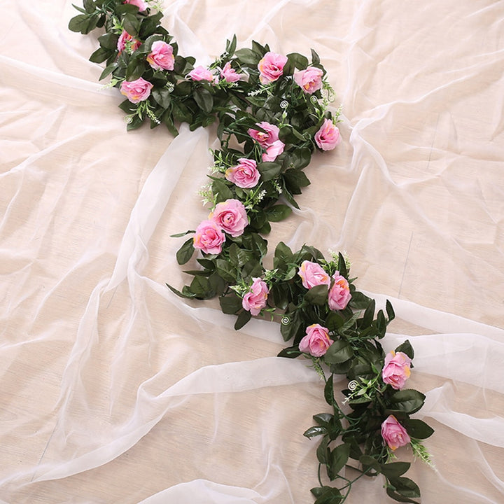 Silk artificial rose vine hanging flowers for wall décor