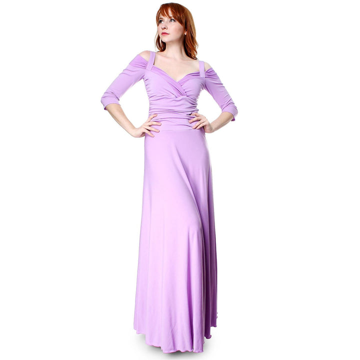 Evanese Women's Elegant Slip on Long Formal Evening Dress With 3/4 Sleeves