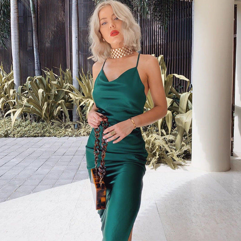 2022 new arrivals party wear halter women bodycon dress stylish