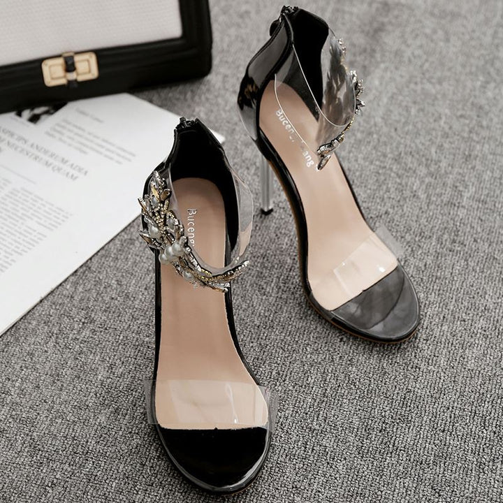 Latest high heel ladies Apparel & Accessories > Shoes pearl heel sandals