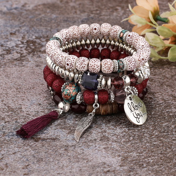 Bohemian multi layer beaded women bracelet trendy bodhi tassel