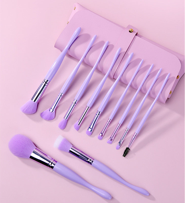 Foundation professional purple beauty makeup brushes with bag