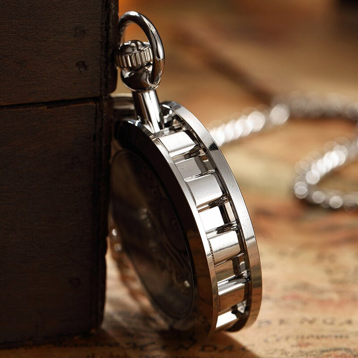 retro watch necklace steampunk skeleton mechanical fob pocket watch roman number clock pendant hand winding men women chain gift