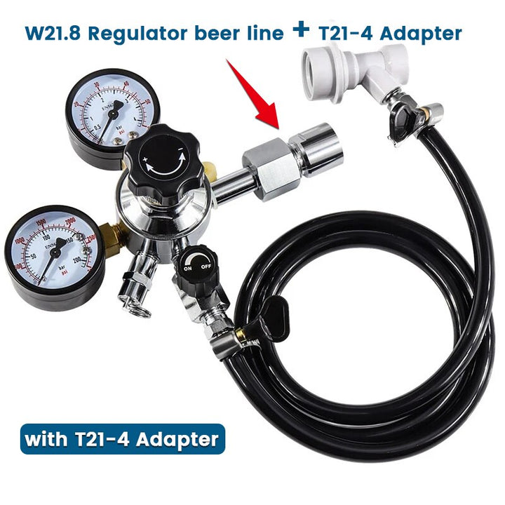 Home brew beer gas line assembly 5 16 pvc carbonation hose w21 8 co2 regulator with convert adapter