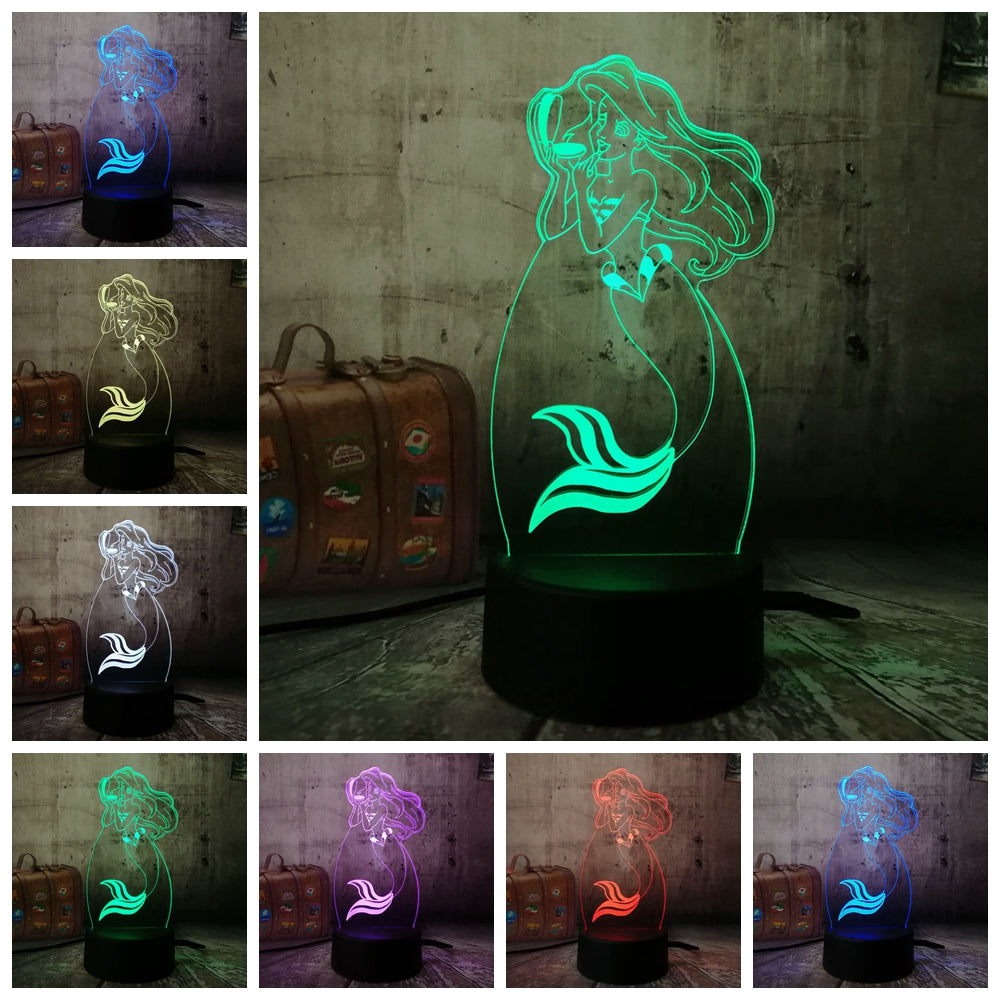 Remote control beautiful queen elsa 3d visual led lamp décor