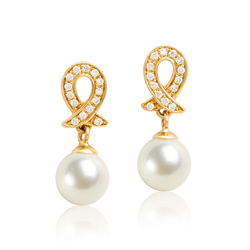 18k gold seawater akoya pearl scarf diamond gemstone womens pendant