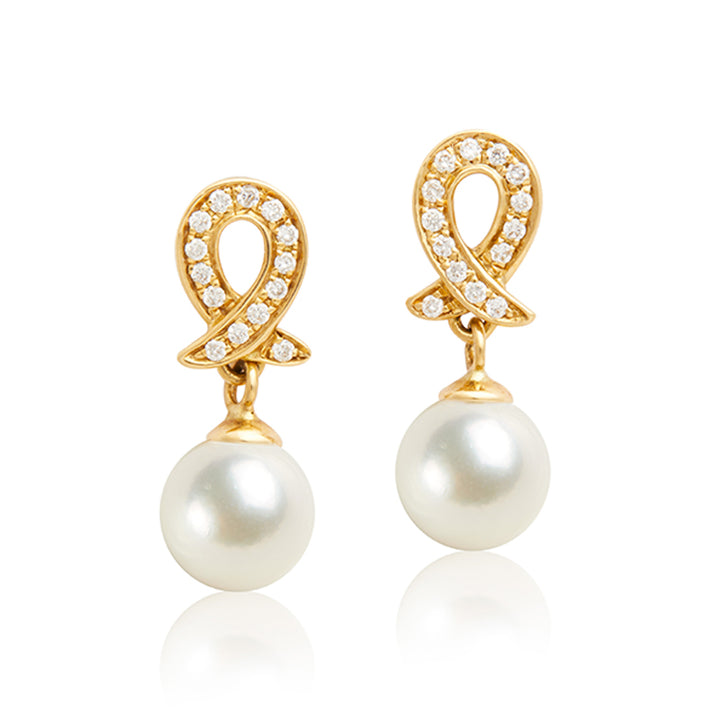 18k gold seawater akoya pearl scarf diamond gemstone womens pendant