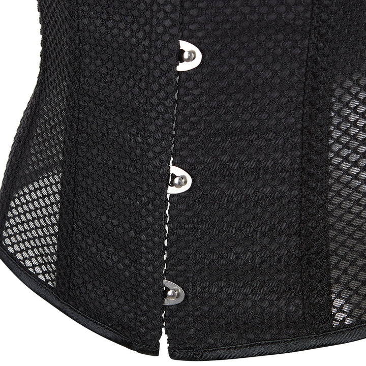 Womens black waist cinchers 14 elastic steel boned top mesh corset