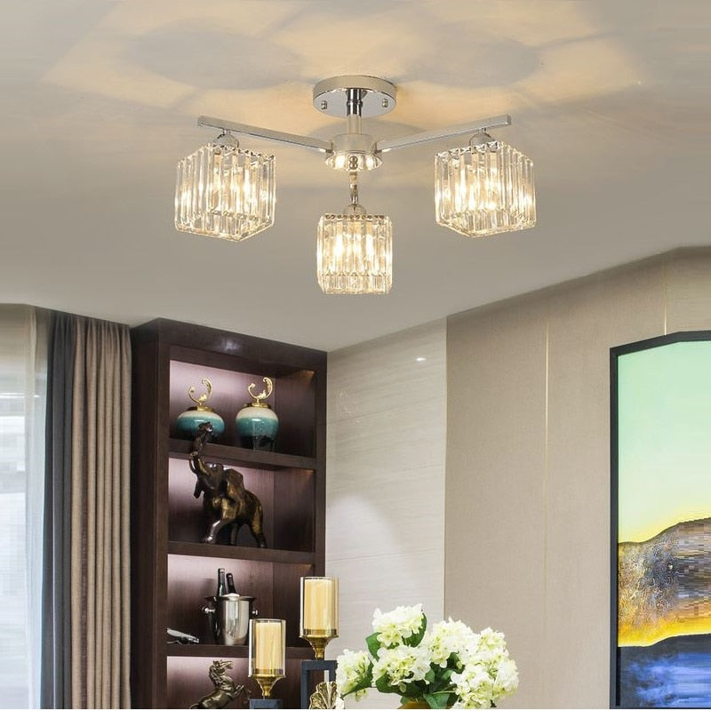 Modern Chrome Led Ceiling Chandelier Lighting Crystal