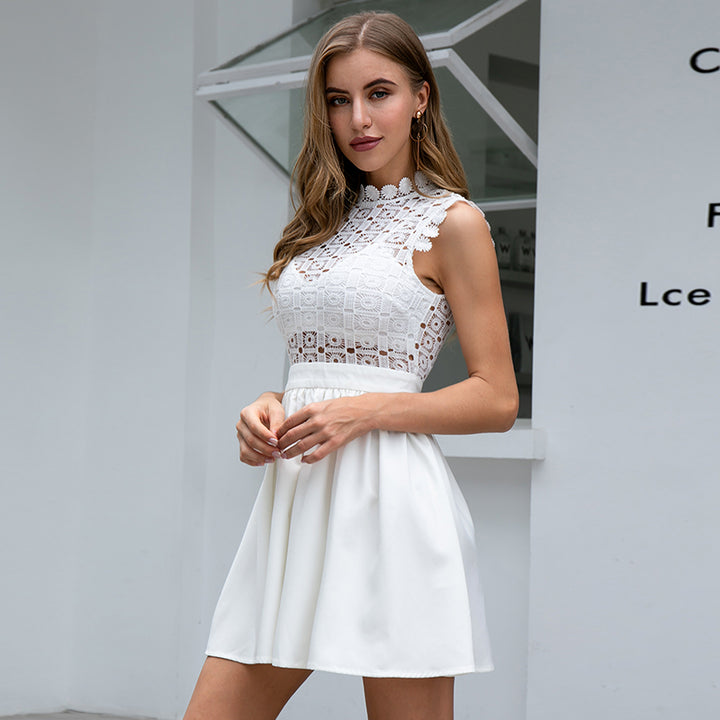 Womens clothing ummer fashion sleeveless halter knotted lace skater