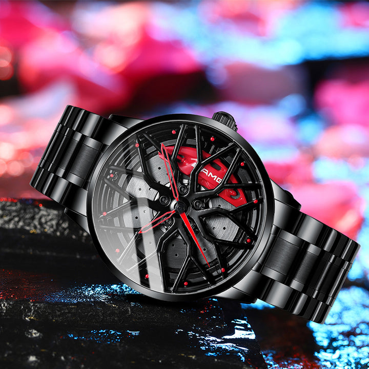 Best selling mens clock car wheel watch waterproof quartz movement