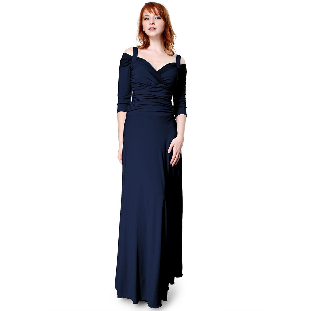 Evanese Women's Elegant Slip on Long Formal Evening Dress With 3/4 Sleeves