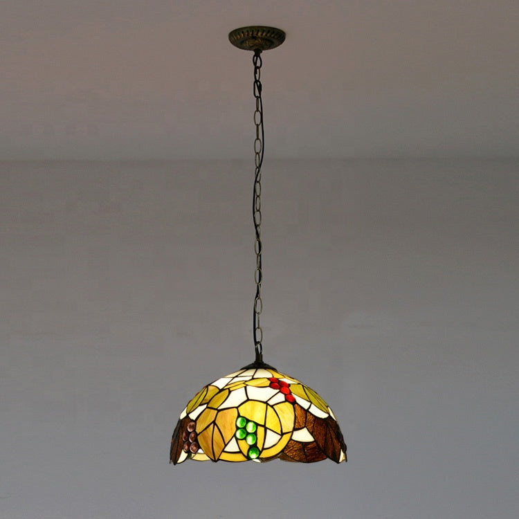 LongHuiJing Tiffany Fallen Leaves Chandelier Stained Glass Pendant Lamps Tiffany Lights