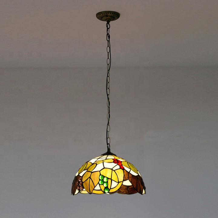 LongHuiJing Tiffany Fallen Leaves Chandelier Stained Glass Pendant Lamps Tiffany Lights