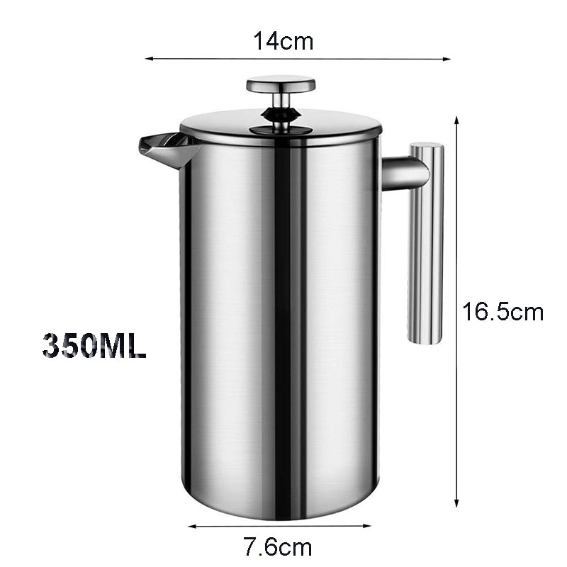 Coffee Maker French Press Stainless Steel Espresso Coffee Machine High Quality Double-Wall Insulated Coffee Tea Maker Pot 1000ml