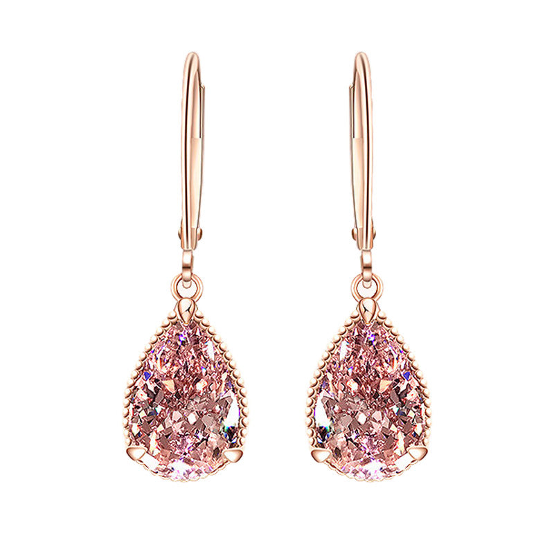 14k rose gold diamond garnet drop earrings pink topaz gemstone jewelry