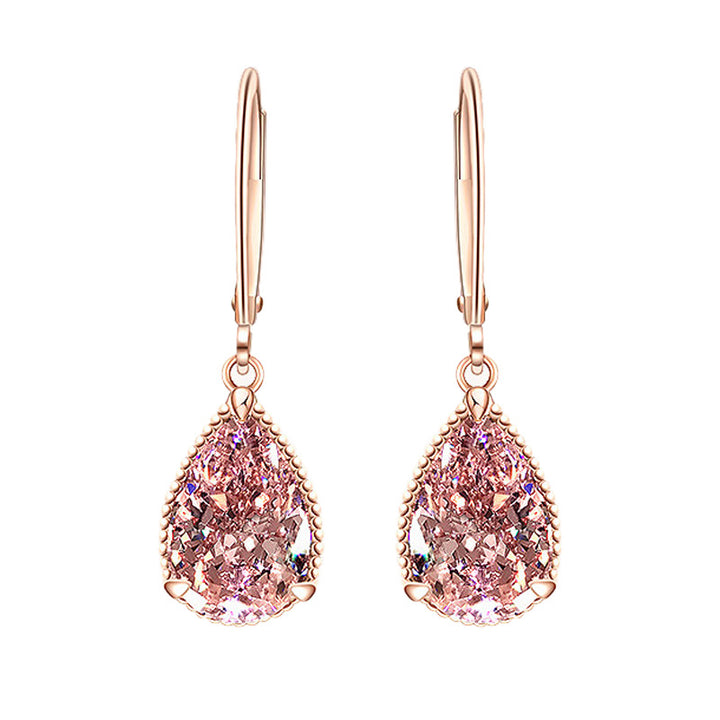 14k rose gold diamond garnet drop earrings pink topaz gemstone jewelry