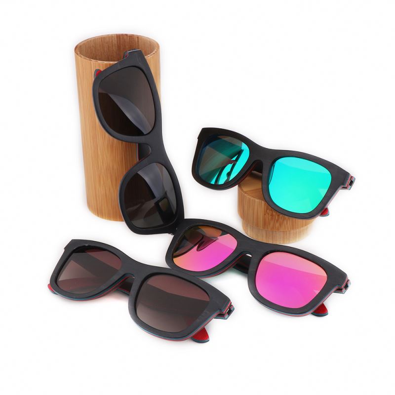 Quality bamboo frames polarized skateboard wooden sunglasses