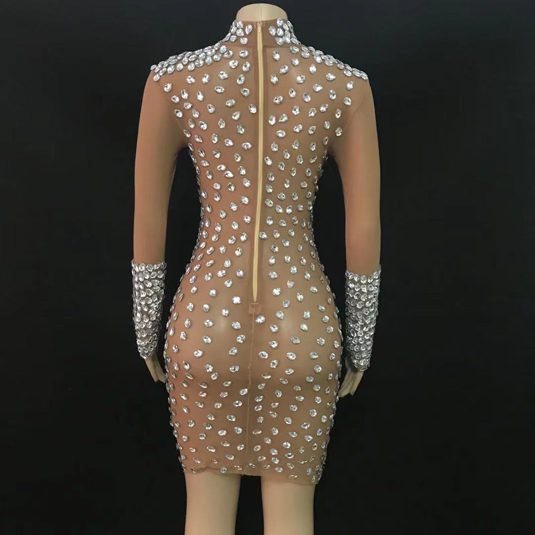 Clothing female crystal diamond evening prom party dress