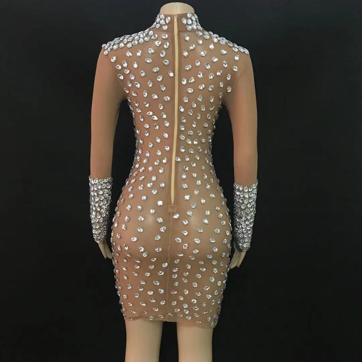 Clothing female crystal diamond evening prom party dress