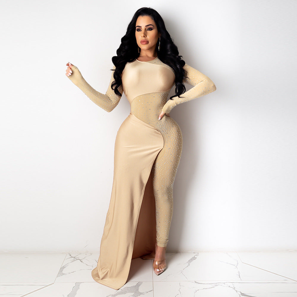 Ironed diamond 1 pc jumpsuit  womans elegant party dress