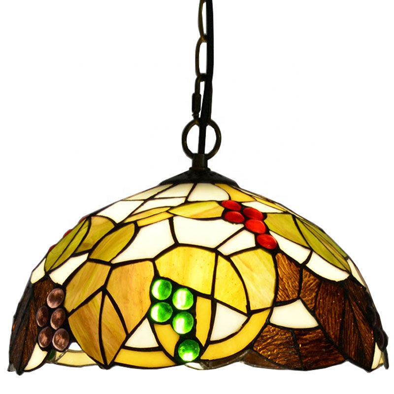 LongHuiJing Tiffany Fallen Leaves Chandelier Stained Glass Pendant Lamps Tiffany Lights