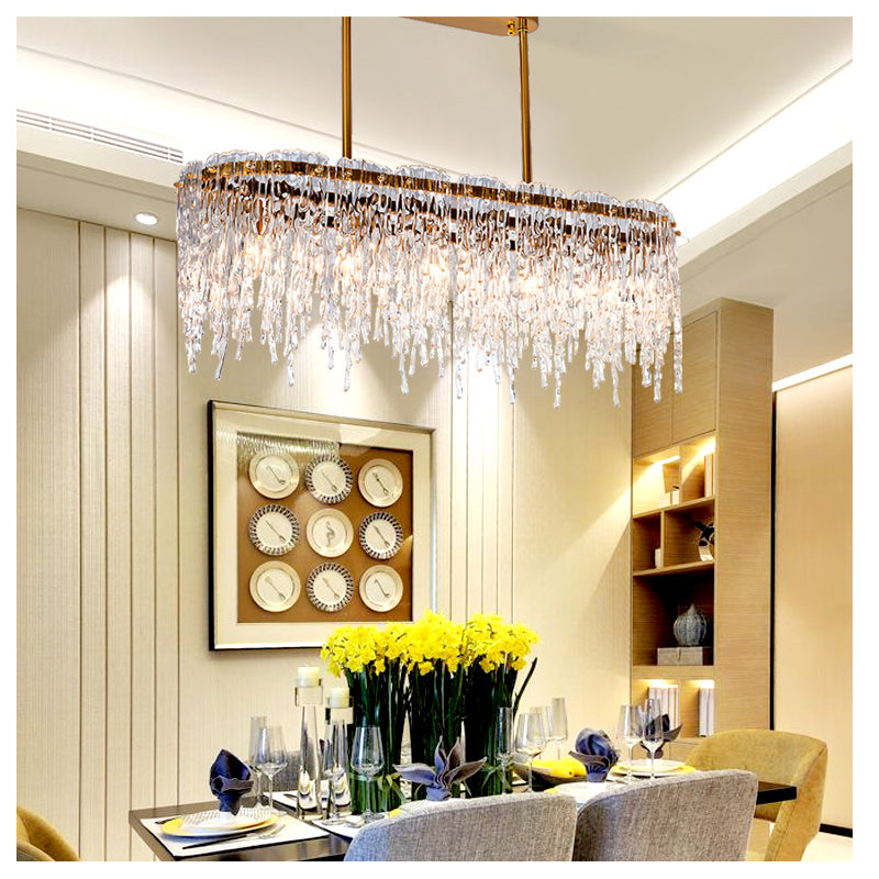 Modern Popular Fancy Luxury Rectangular Led Crystal Chandeliers for Home