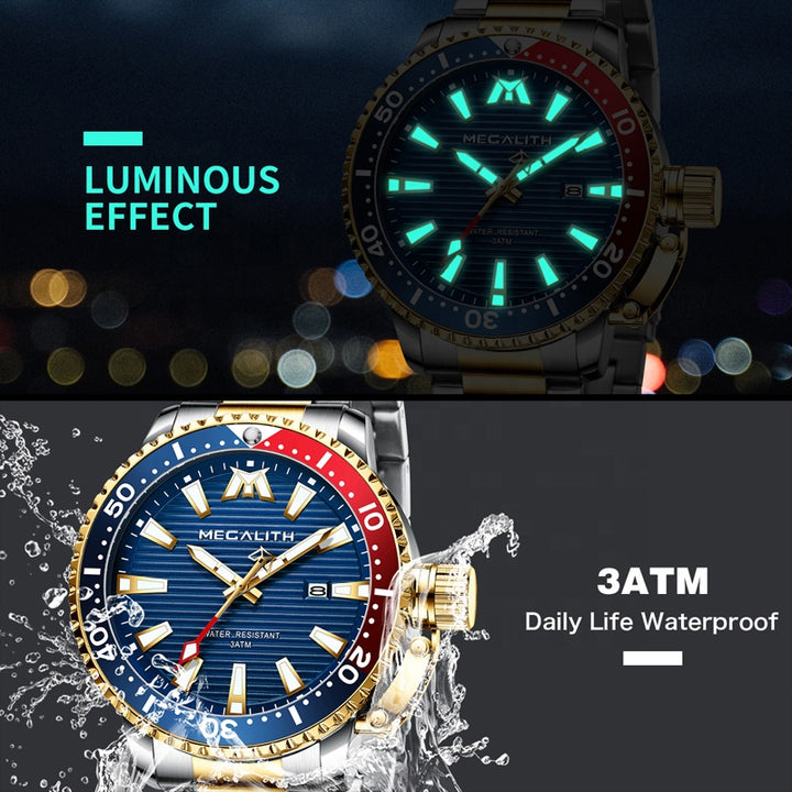 High quality multifunction luminous luxury mens waterproof watch