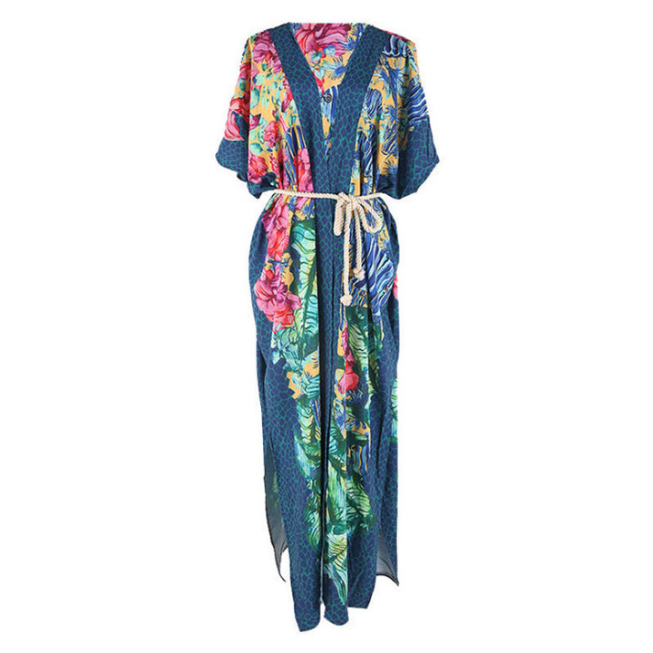 Kimono beach casual floral print long cardigan chifong womens dress cover