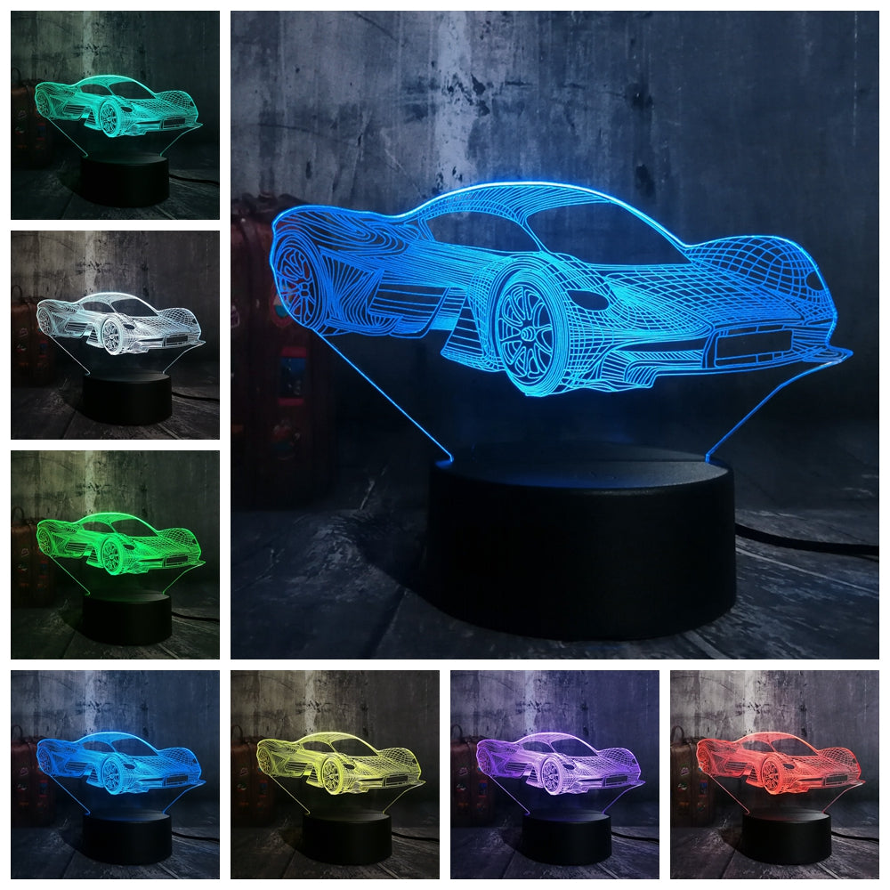 Remote control jeep car 7 color dimming gradient rgb 3d led night lamp décor