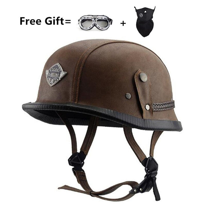 Mens Chrome mirror german military style motorcycle helmet dot open