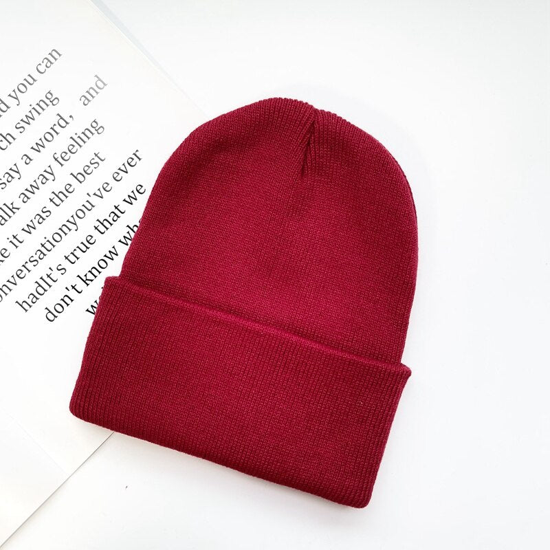 Unisex hats warm soft knitted acrylic hip hop caps-beanies