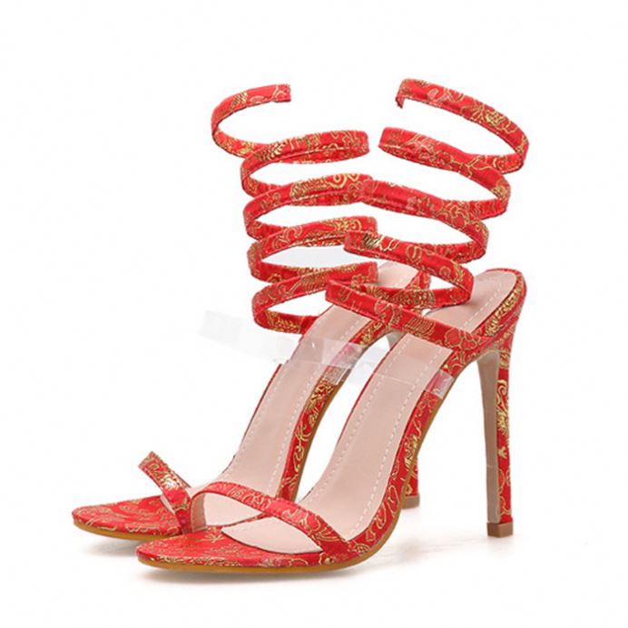 new arrival lady Apparel & Accessories > Shoes wrap around heels fashion high heel sandals