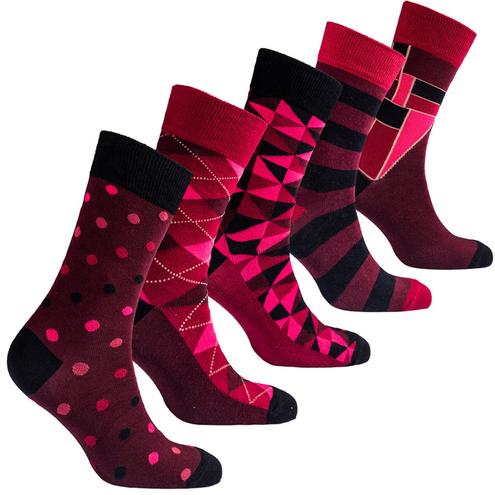 Mens burgundy mix set socks