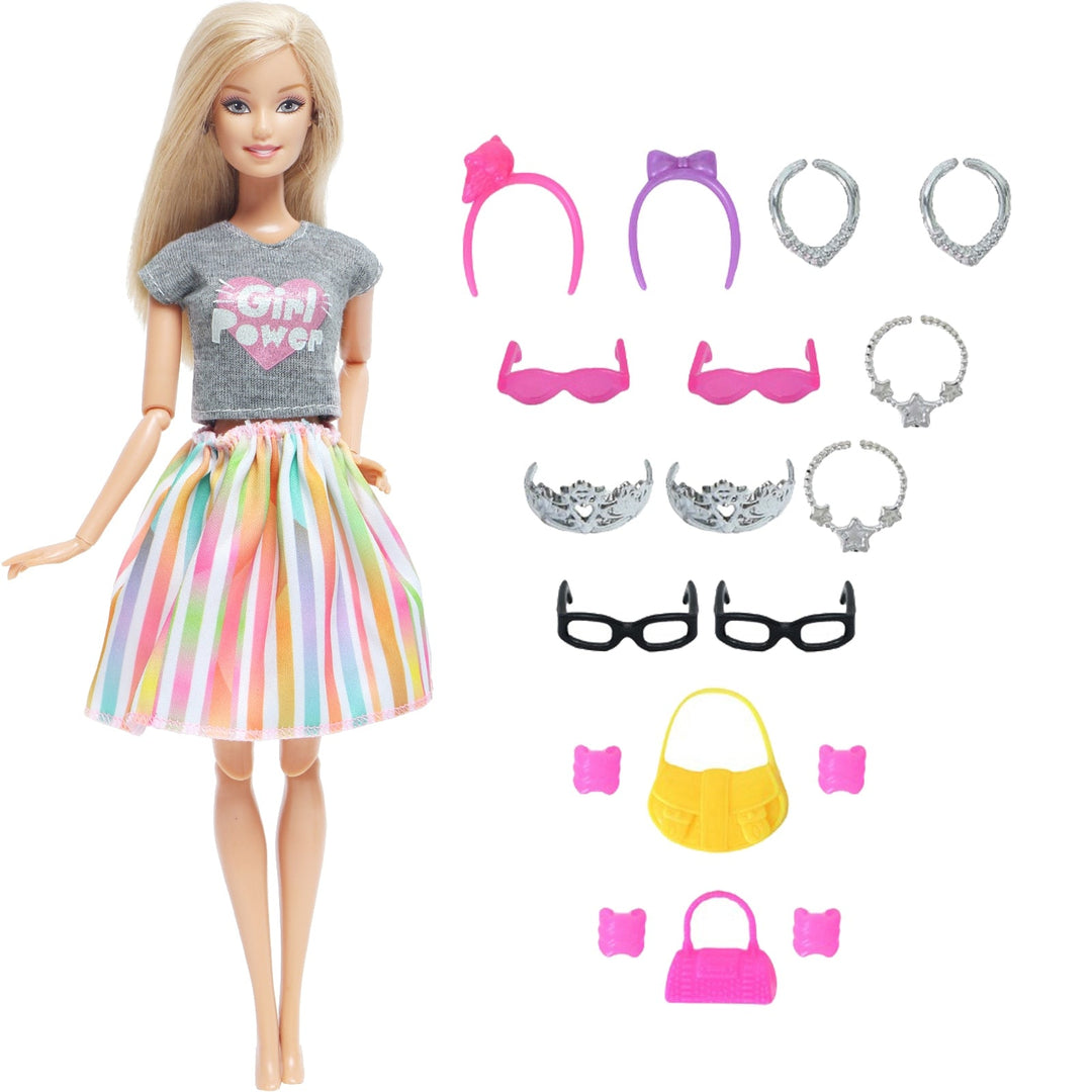 14 pcs barbie doll dresses accessories Apparel & Accessories > Shoes handbag glasses clothes toys