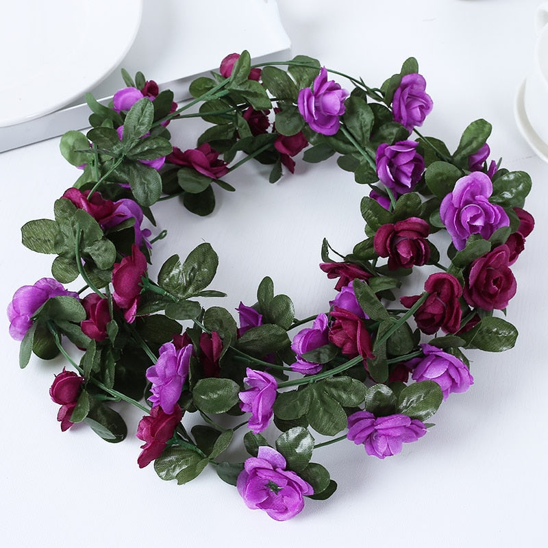 Rose artificial silk flowers garland backdrop decor garden arch plant vine